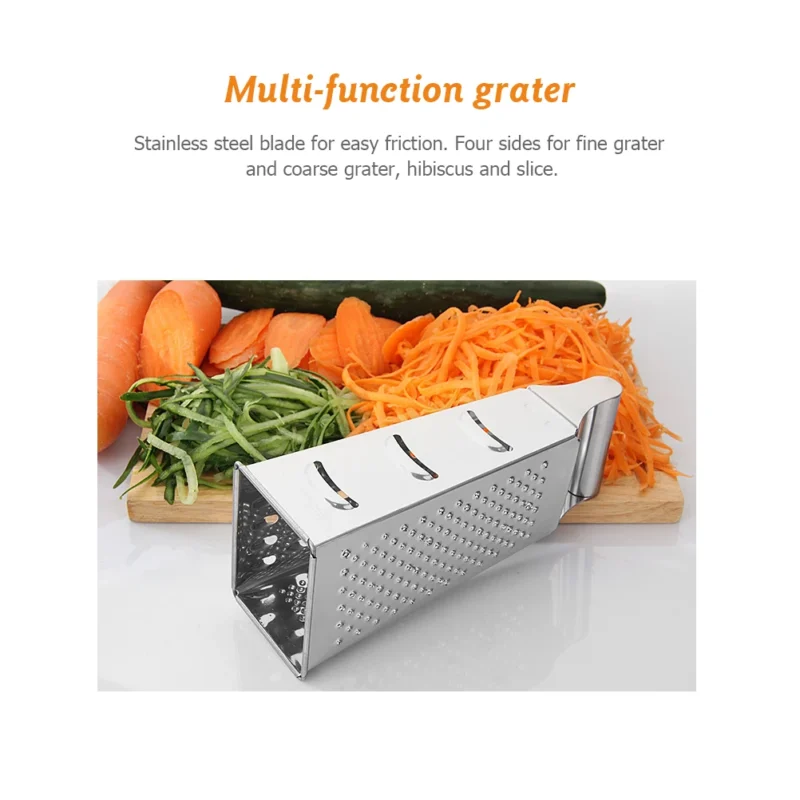 Stainless Steel 4 Sided Blades Household Box Grater Container Multipurpose Vegetables Cutter Kitchen Tools Manual Cheese Slicer - Image 4