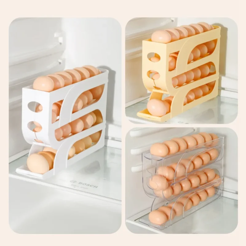 Large Capacity Automatic Egg Roller Household Four Tier Refrigerator Egg Storage Box Space Saving Kitchen Dedicated - Image 5