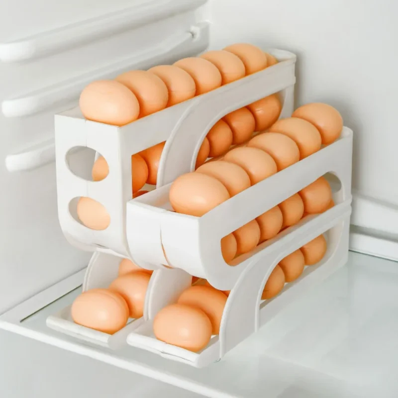 Large Capacity Automatic Egg Roller Household Four Tier Refrigerator Egg Storage Box Space Saving Kitchen Dedicated - Image 4