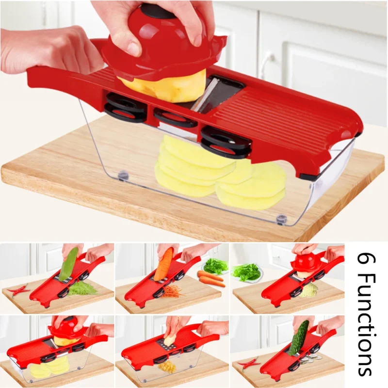 HILIFE Cooking Tool Sets Kitchen Gadget Vegetable Mandoline Slicer Multi-function Grater Fruit Cutter 6 Blades Slicer - Image 9