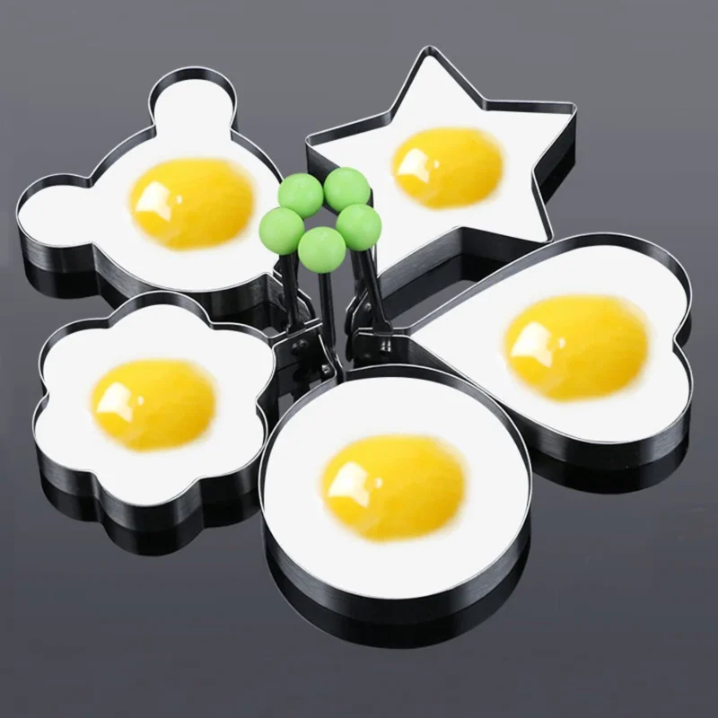 5Pcs Stainless Steel Eggs Rings Mold With Handle,Round Non-stick Pancake Omelette Mold For Griddle,Egg Shaper Home Kitchen Items - Image 2