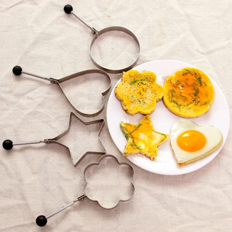 5Pcs Stainless Steel Eggs Rings Mold With Handle,Round Non-stick Pancake Omelette Mold For Griddle,Egg Shaper Home Kitchen Items - Image 4