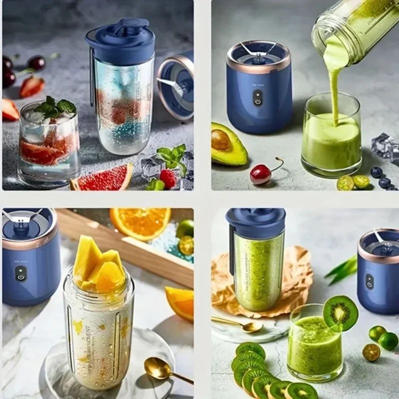 Portable Fruit Mixers Juicers Double Cup Fruit Juice Blenders Summer Electric Juicer USB 6 Blades Juicer Cup Machine for Kitchen - Image 8